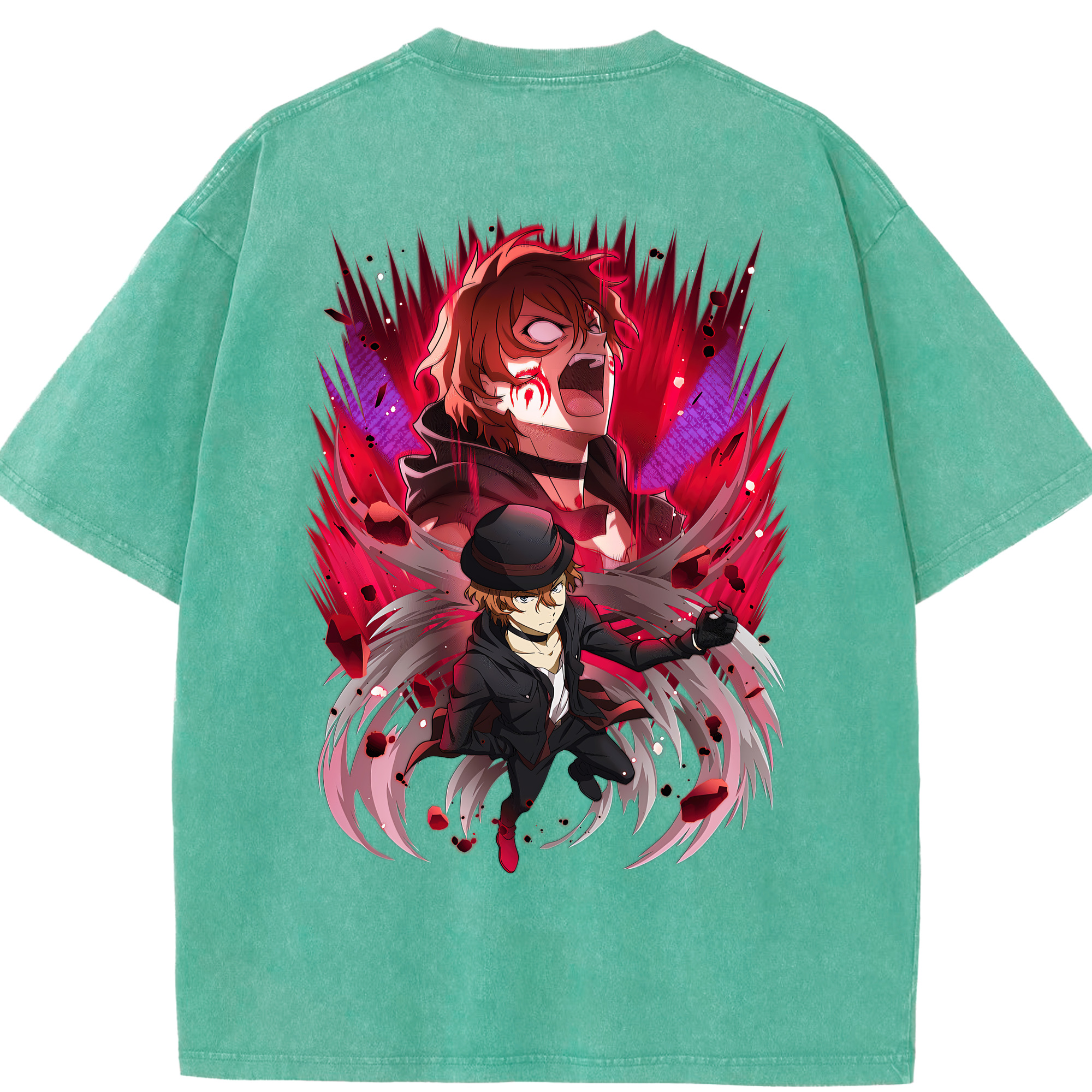 （画像用） 文豪ストレイドッグス Bungo Stray Dogs 綿100% ヴィンテージ風 半袖Tシャツ（背面プリント）